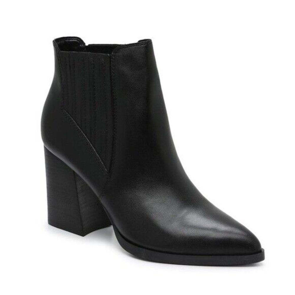 Marc Fisher Womens Eilise Black Leather Pointed Toe Ankle Booties Size 8 M